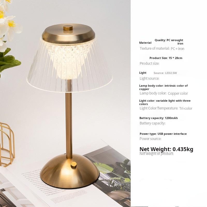 LED Table Lamp Touch Sensor USB Rechargeable Night Light 3 Color Wireless LED Bedside Lamp Atmosphere Restaurant Hotel Bar