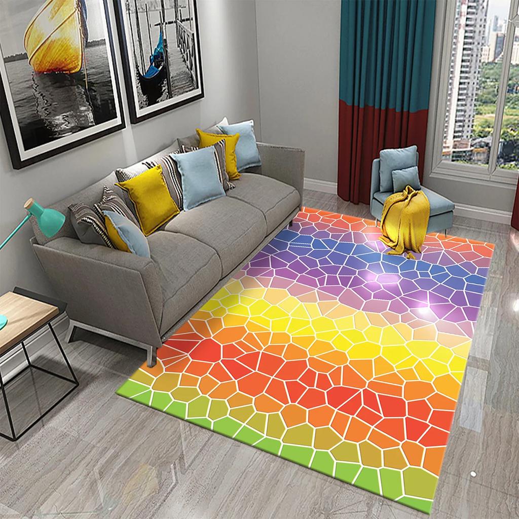 Retro Color Striped Waves Carpet for Living Room Sofa Floor Rug Bedroom Simplicity Decor Floor Rugs Bathroom Non-slip Area Mats