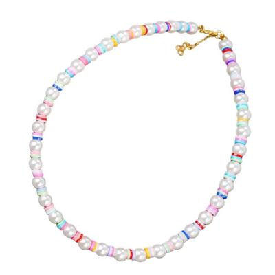 Minimalist Imitation Pearls Beaded Necklace Delicate Neck Chain Jewelry for Women Office Wear or Evening Event