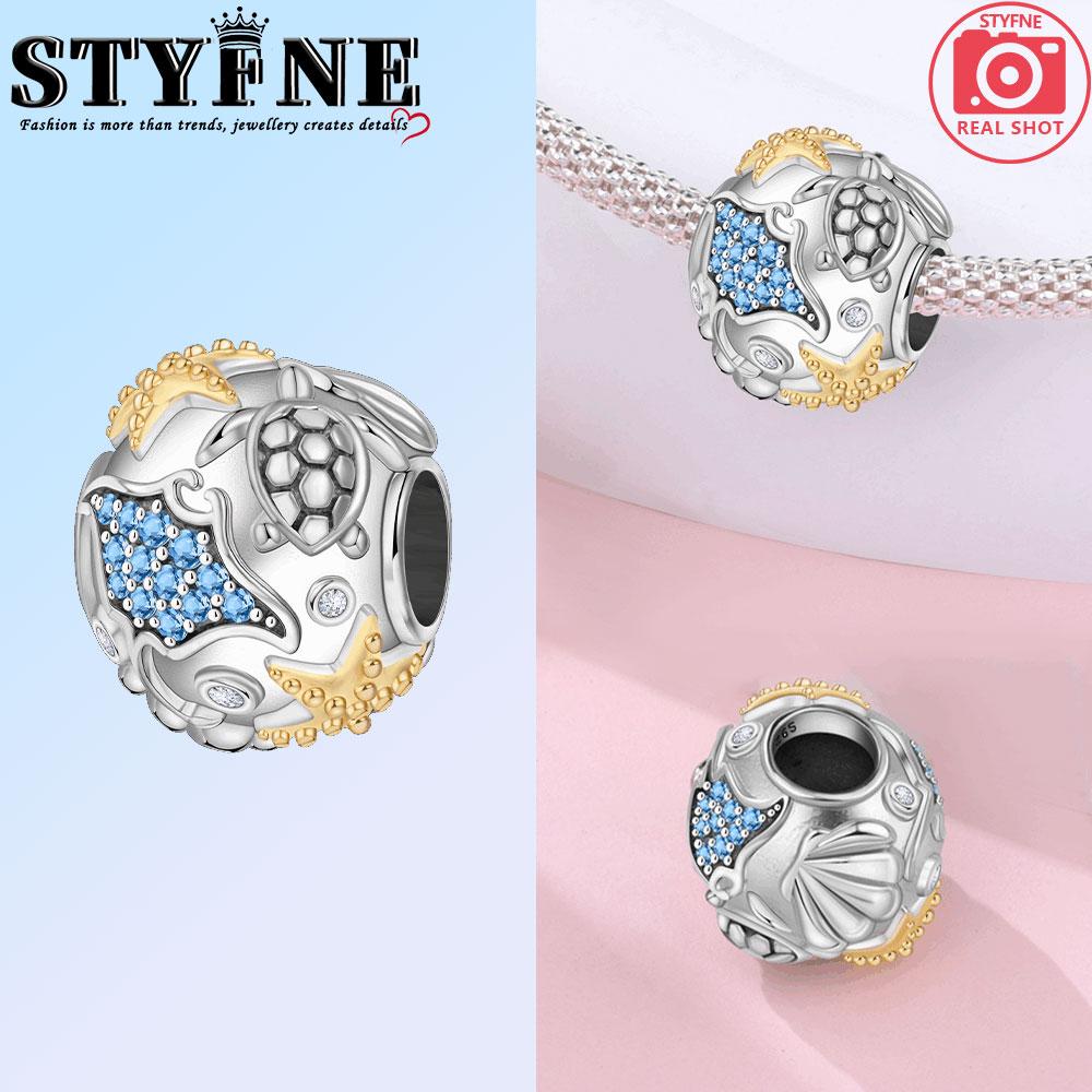 Copper Ocean Koi Turtle Conch Shell Starfish Mermaid Charms Beads Pendant For Original Bracelet Woman Girl Jewelry