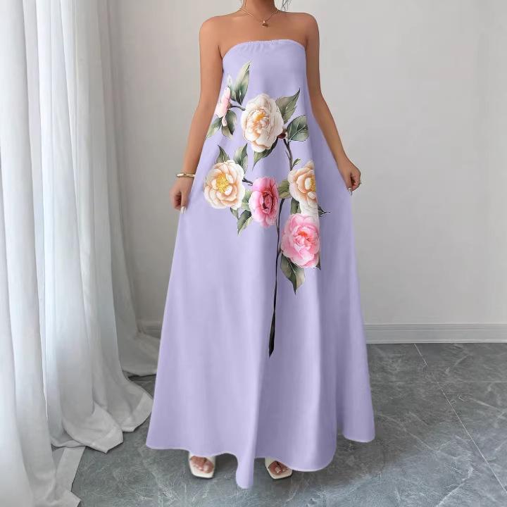 2026 Summer Floral Printed One-Shoulder Dress - European & American Fashion
