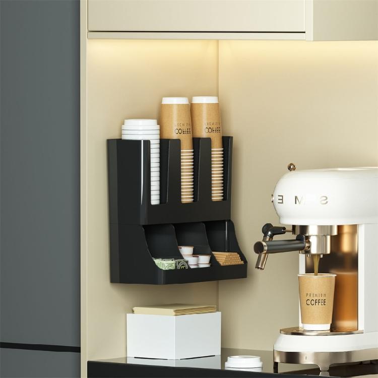 Modern Cup Storage Solution Multilayer Shelf With Open Front Design For Family And Commercial Use
