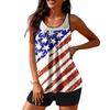 2Pcs/Set Women Tankini Set American Independence Day Print Vest Solid Color Swimming Shorts Set Swimwear