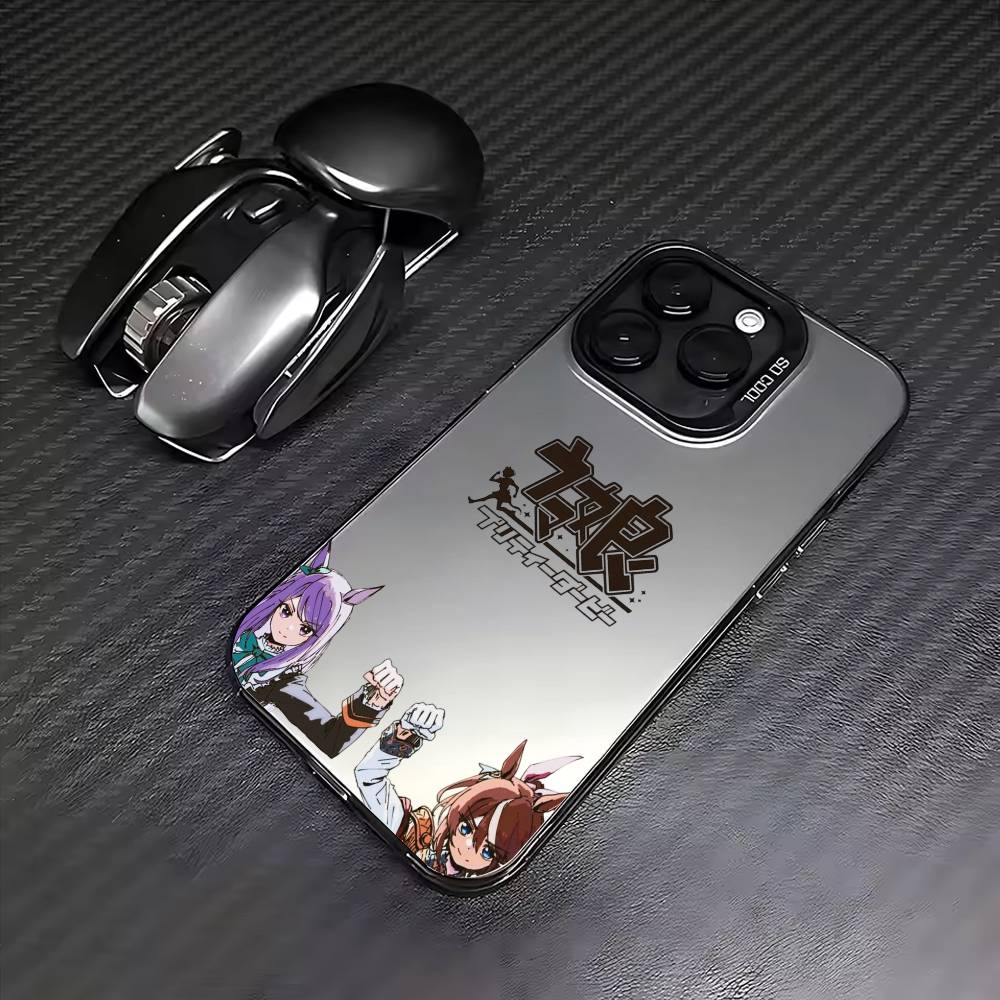Uma Musume Pretty Derby Phone Case For iPhone17,16,15,14,13,12,11 Plus,Pro Max Colored Silver Plated Inside Cover
