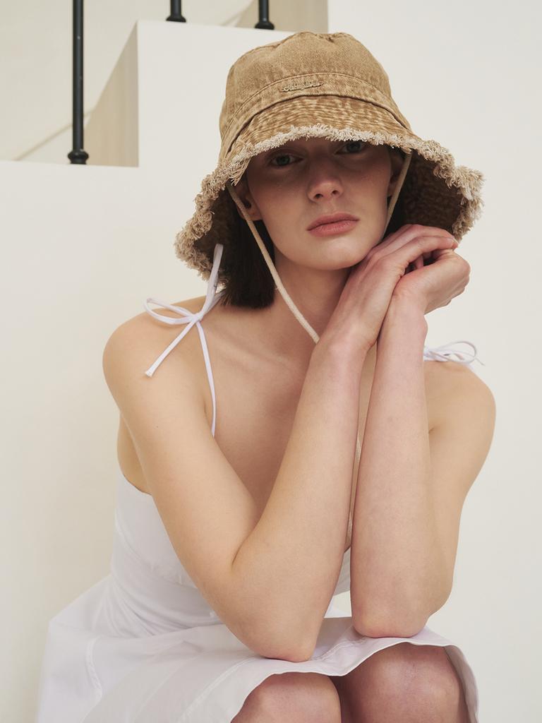 Olinkeompeulliteu Denim Bleached Safari Hat (Camel)