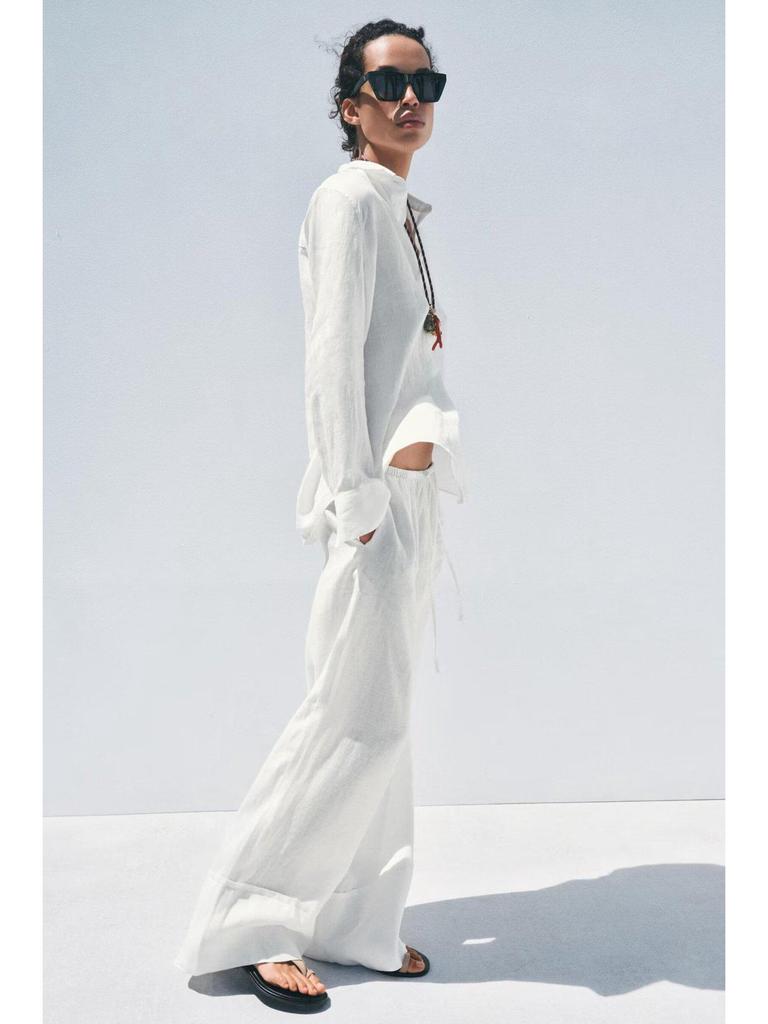 2023 European & American Women's Fashion Linen Shirt & Casual Pants Set