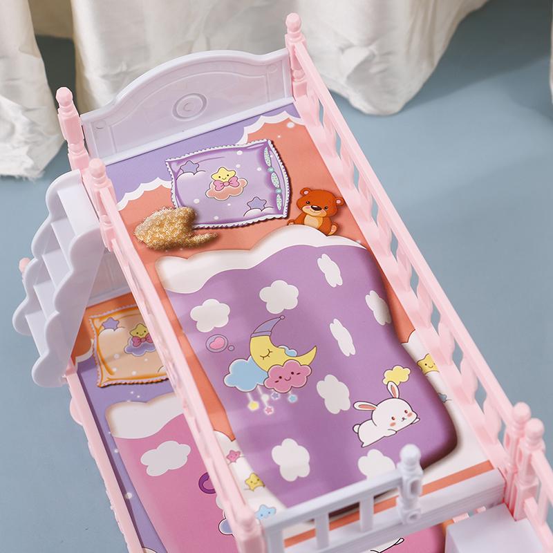 16Cm Doll Bunk Bed Toy Accessories Quilt Pillow House European Princess Bed