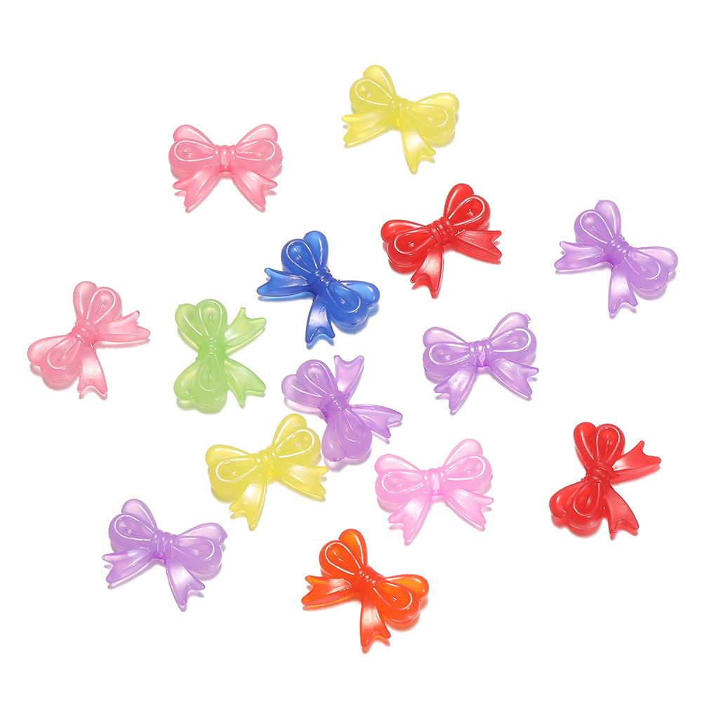 30Pcs/Lot 14x18mm Bowknot Transparent Bow Spacer Beads Earrings Making Charm Pendants for Necklace Jewelry Making Accessories
