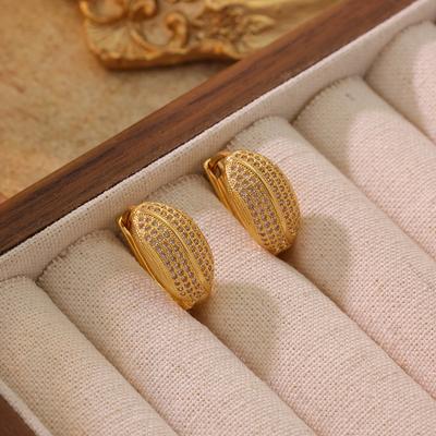 Cross-border New High-end Full Carrying Basket C-shaped Earrings With Versatile Design Fashionable