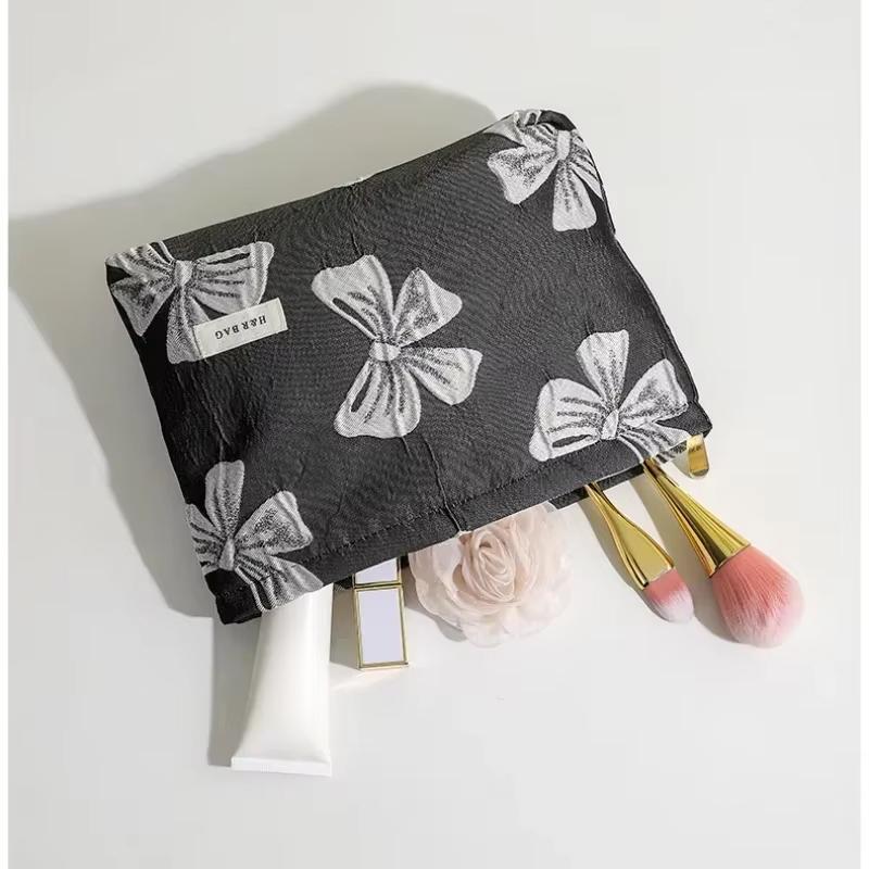 

Женская косметичка с розовым бантом, вместительная косметичка, переносной клатч, косметичка на каждый день