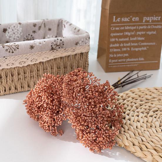 6 Bundles Artificial Aglaia Odorata Branch Realistic Fake Fruits Berries Stem for Home Office Indoor Flower Arrangement Wedding Party Centerpiece