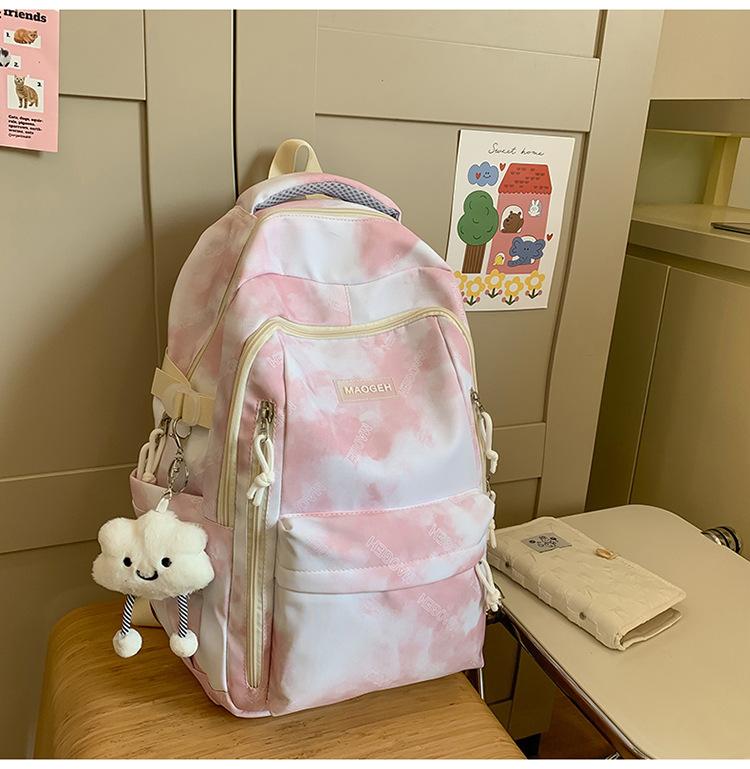 Schoolbag Fashionable Korean Version Backpack School Season New Tie-dye Large-capacity Middle School Student Schoolbag Sweet and Fresh Casual Backpack