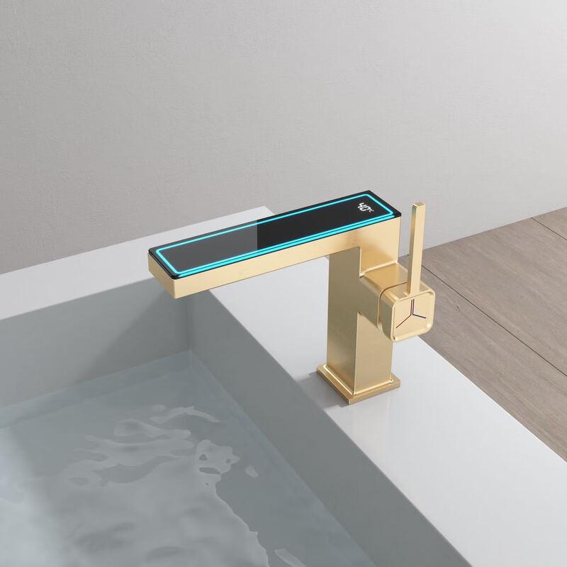 

Brushed Gold Digital Display Hot & Cold Basin Faucet