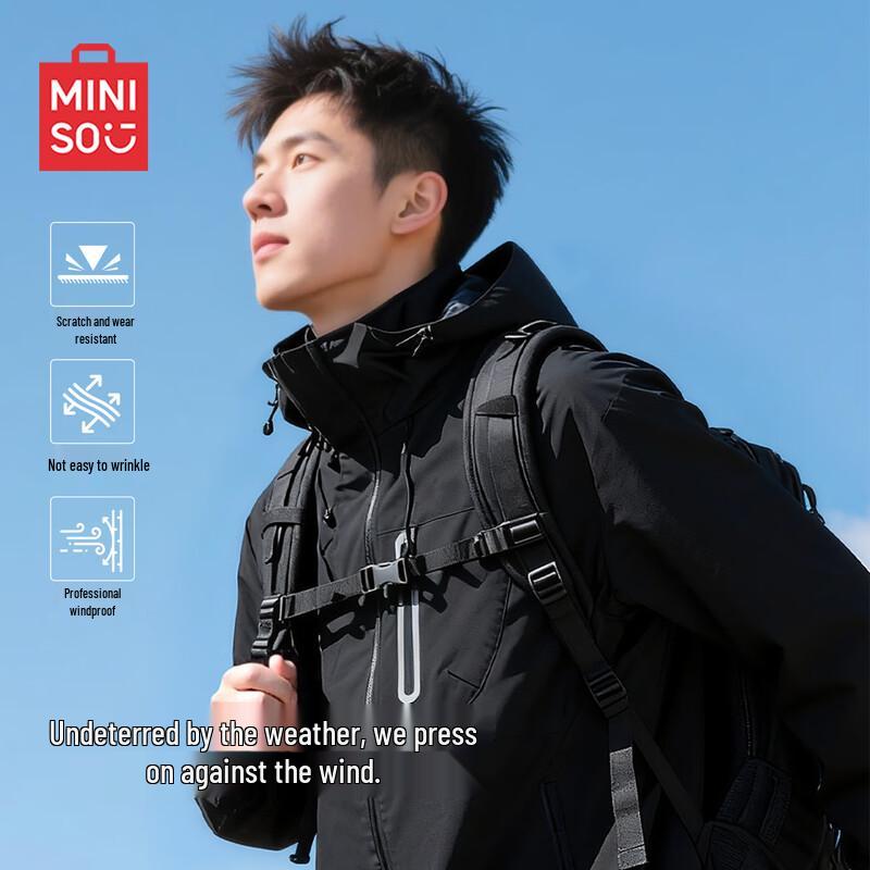 

MINISO Men s Autumn Outdoor Triple-Protection Hooded Jacket 3XL