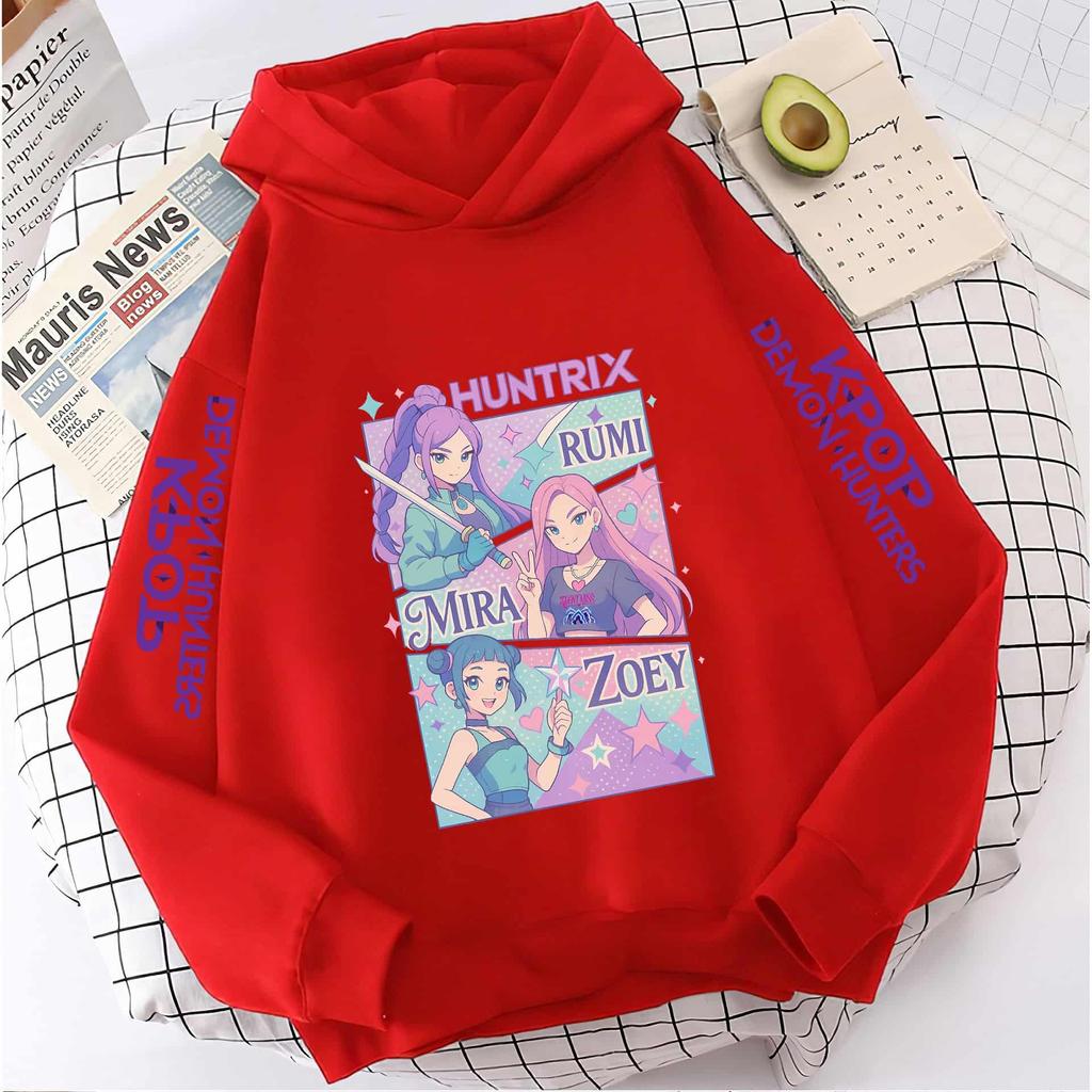 KPop Demon Girls Moda Sudadera Casual Película Nuevo Niños K-Pop Cazadores de Demonios Tops con Capucha Ropa para Niña Pequeña Sudadera con Capucha de Cazadores