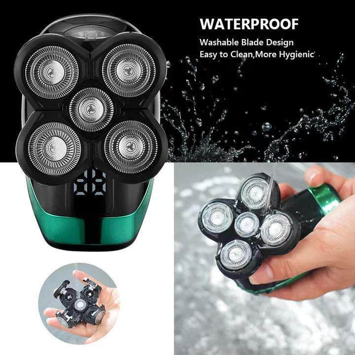 Multifunctional USB Rechargeable 5-in-1 Electric Shaver with Washable Razor & Bald Head Blade