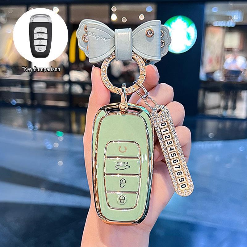 Premium Key Cover for Hongqi H5, HS5, H6, HS3, H9, HS6, EQM5, HS7 - Elegant Car Shell Buckle