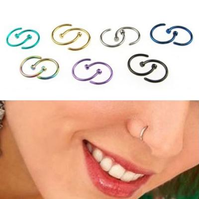2Pcs Stainless Steel Nose Ring Open Hoop Earrings Unisex Body Piercing