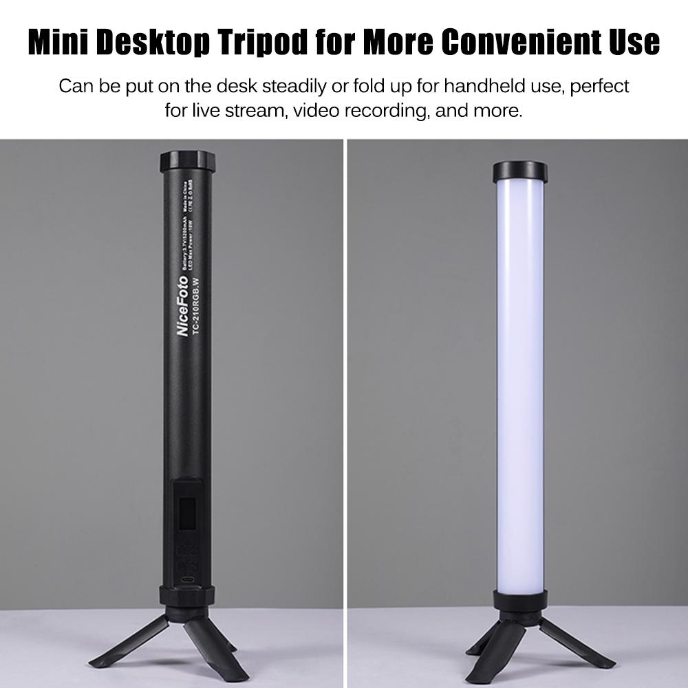NiceFoto TC-210RGB RGB LED Full Color Light Tube Portable Fill Light Wand Stick with Bi-Color Temperature 2500K-9900K Stepless D