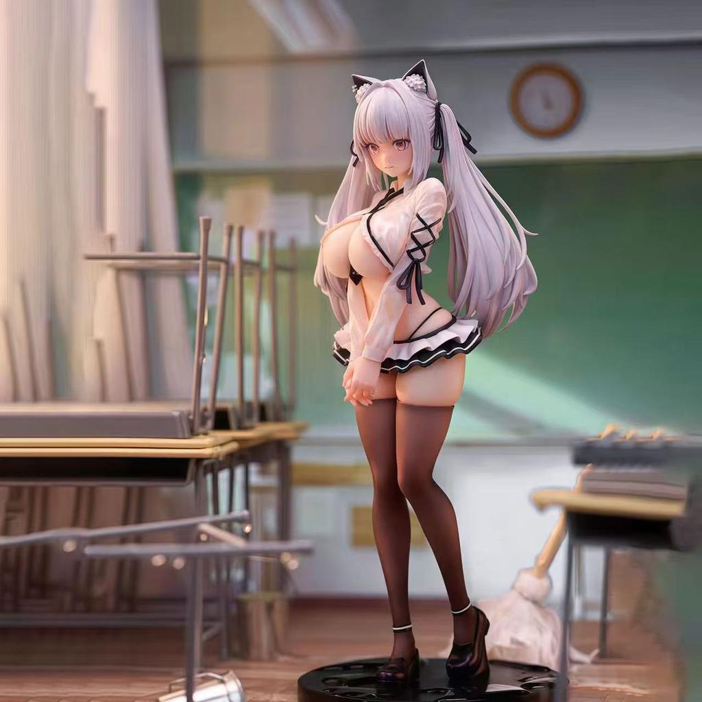 Aixlan Originale Figura 26cm Alvina Ragazza Sexy con Doppia Coda di Cavallo Figura d'Azione in PVC Anime Regalo di Natale Statuetta da Collezione