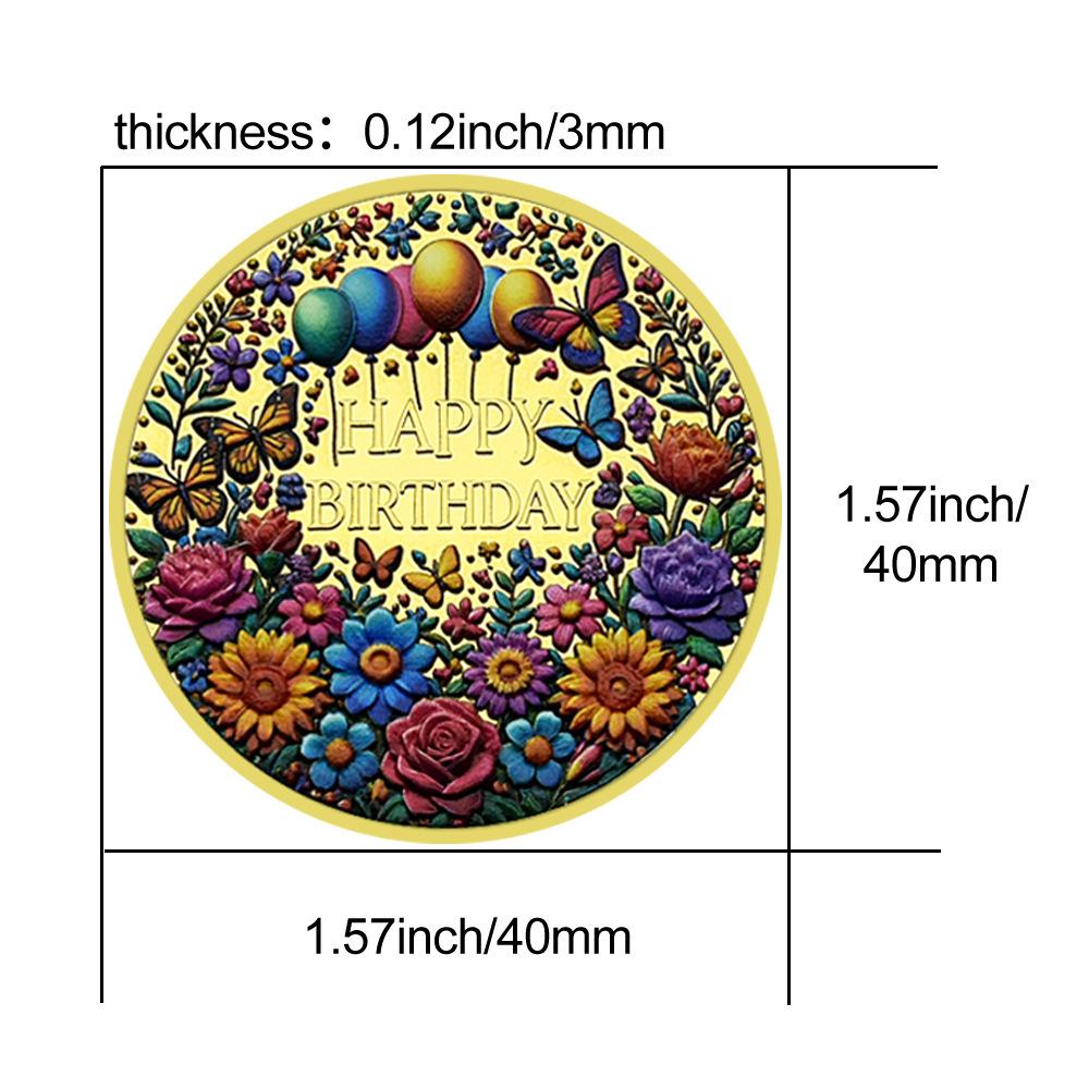 Happy Birthday Coins, Zinc Alloy, Gold Commemorative Coins, Collected Commemorative Medals, Badges, Antique Handicrafts