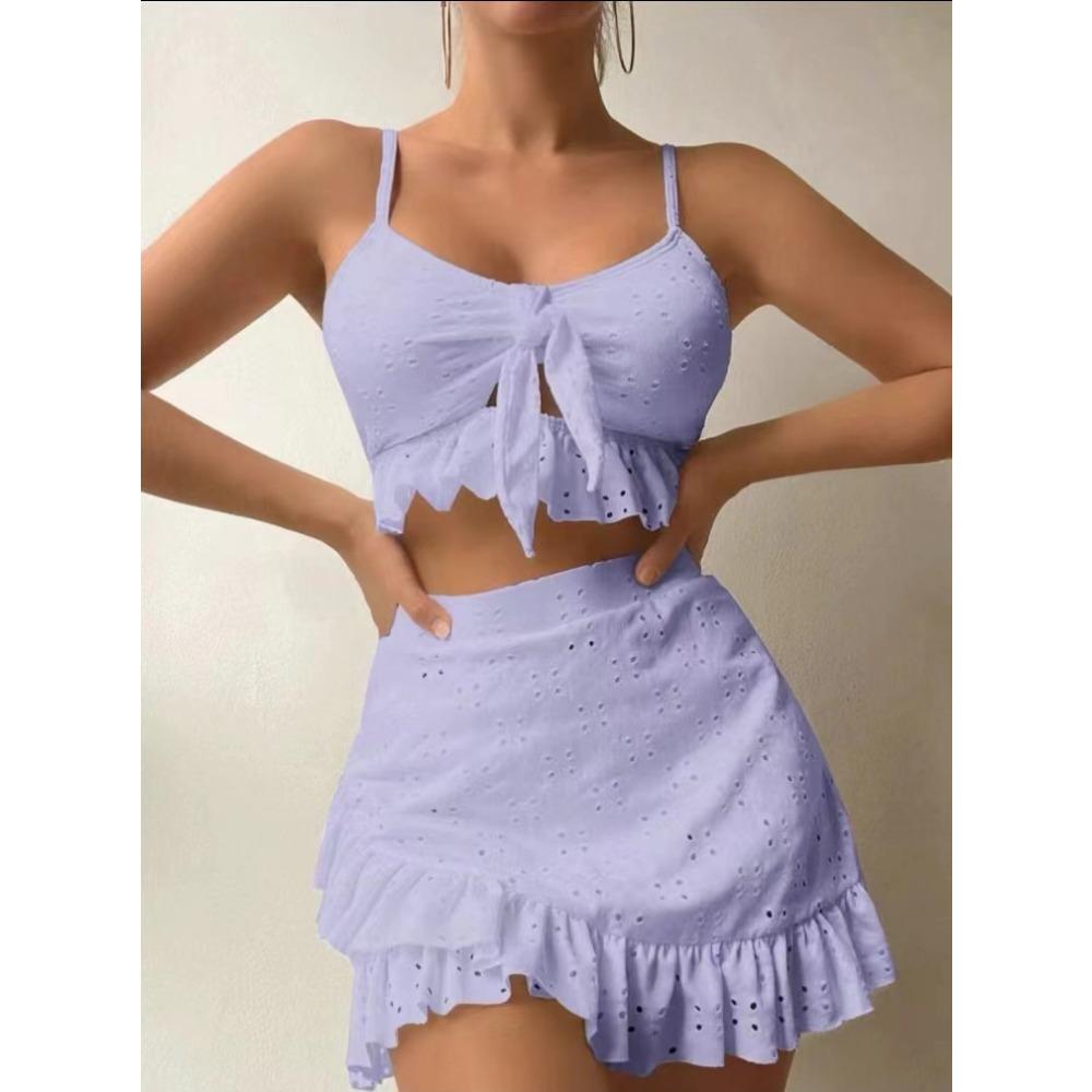 European and American Hip Skirt Split Swimsuit Three-piece Station Strap Beach Bikini Swimsuit