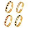 Openable Stainless Steel Bracelets For Women 18k Gold Plated Inlaid Square Zircon And Glass Stone Hollowed Women's Cuff Bracelet