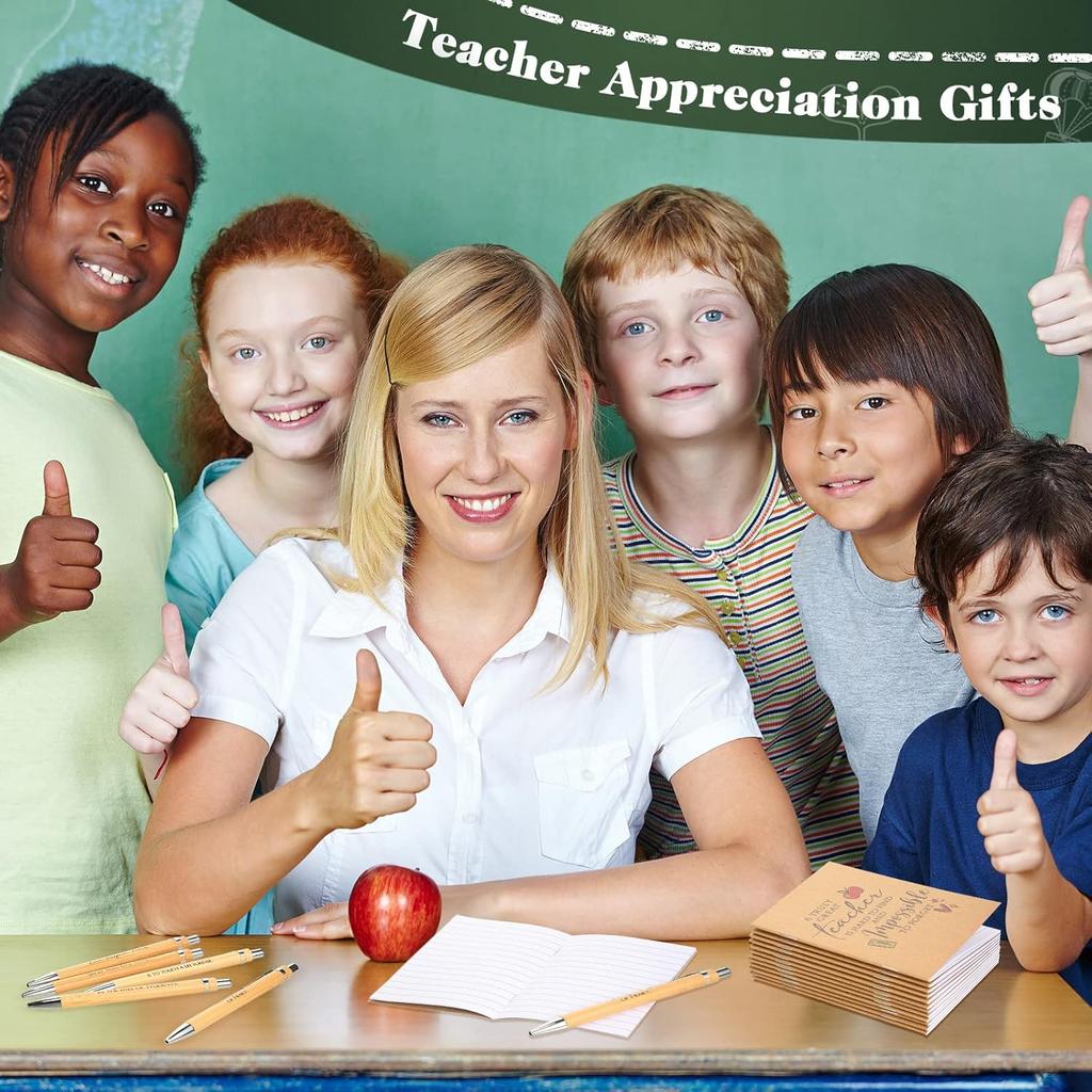 Kosiz 60 Pcs Valentine Teacher Appreciation Gift Bulk Thank You Kraft Notebooks Set Motivational Mini Journal Notebook Inspirational Party Bamboo