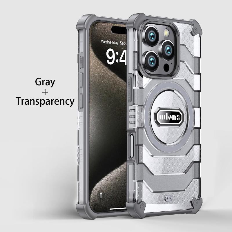 

For Magsafe Magnetic Hard PC+Soft TPU Four Corner Anti Drop Armor Phone Case For iPhone 16 Pro Max 15 Pro Max Bumper Back Cover iPhone 16 Pro Max серый