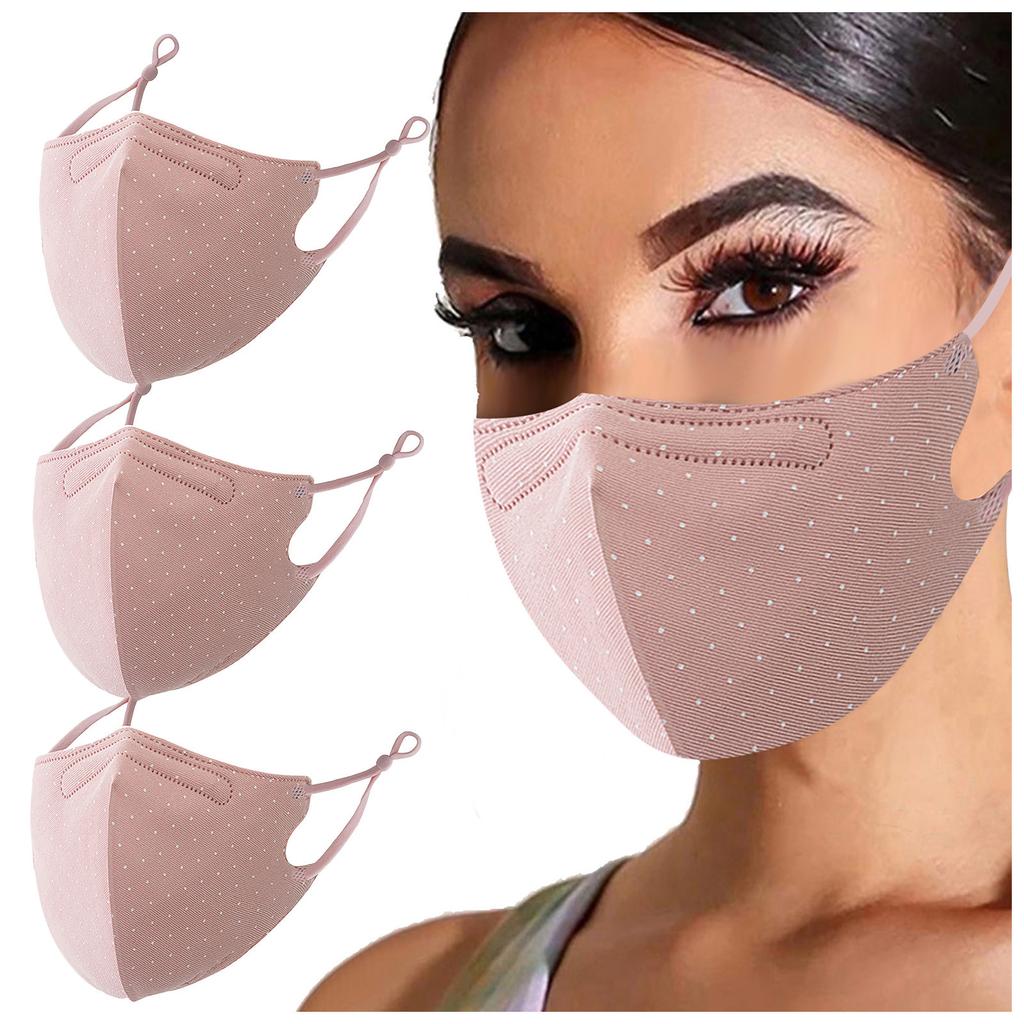 3PC Adult Woman Polka Dot Print  Washable Safet  Haze Face Mask
