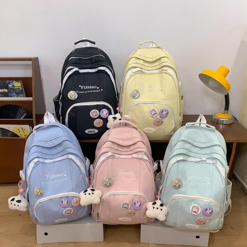 Color Block Backpack Female Junior High School Student Backpack Large Capacity Schoolbag Student Travel Bag