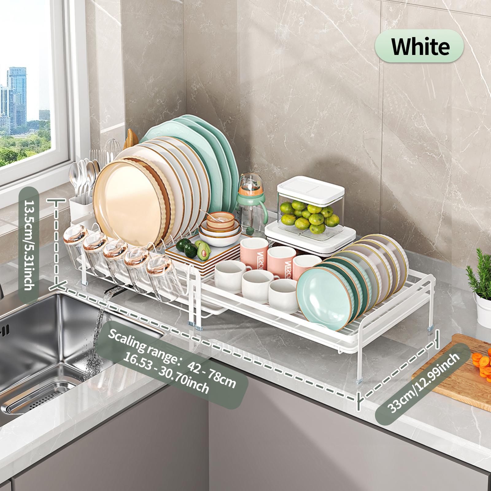 Длинная телескопическая одноярусная сушилка для посуды