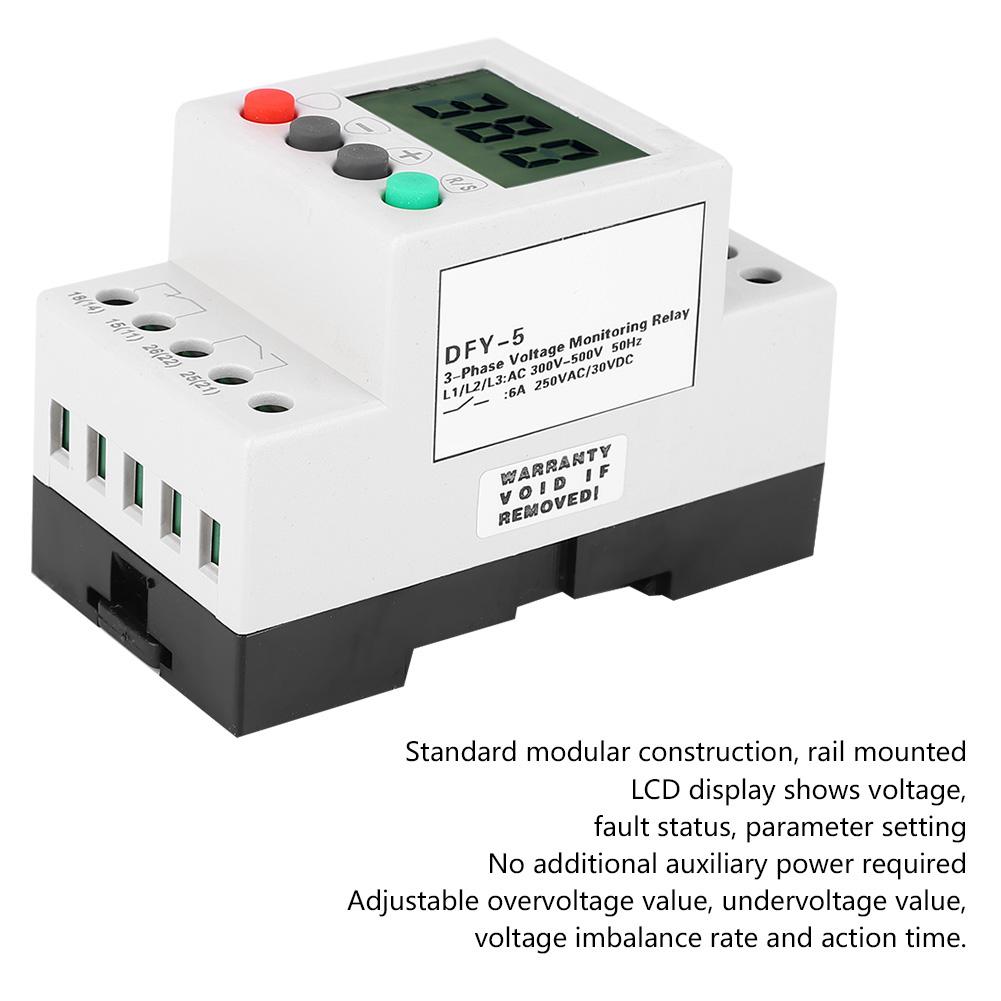DFY5 LCD Display Under Over Voltage Phase Sequence Protector 3 Phase Voltage Monitor Relay