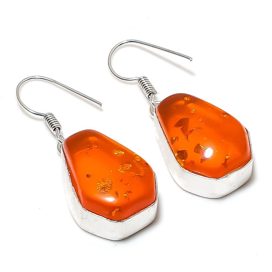 Natural Baltic Amber Gemstone 925 Sterling Silver Jewelry Earring 1.65 ETC-14077