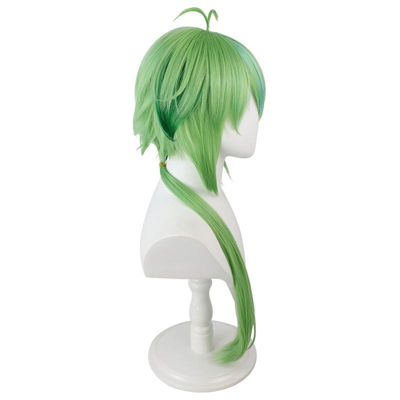 Parrucca Cosplay Ondulata Ombré Verde da 31" con Capelli Ribaltati, Capelli Sintetici Resistenti al Calore per Giochi Fantasy