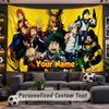 Wall Hanging Tapestry Custom NameMy Hero Academia Pattern Personalized Printed Fabric Wall Decor