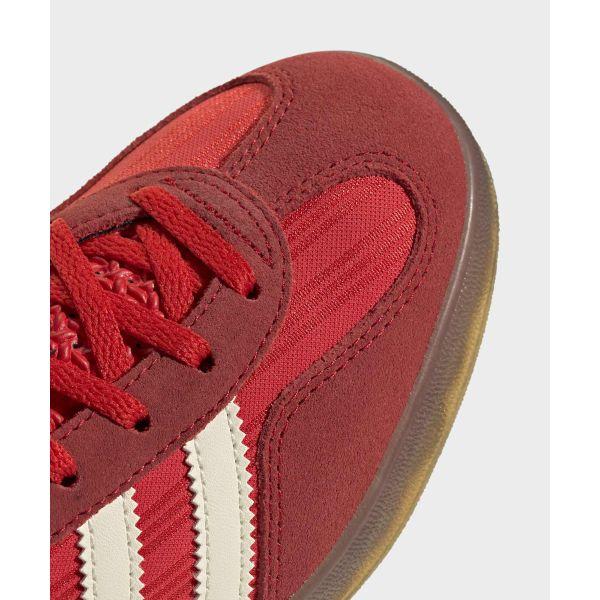 adidas Gazelle Indoor Red Pinstripe Satin Women Sneakers Better-Scarlet Cream-White JS1411