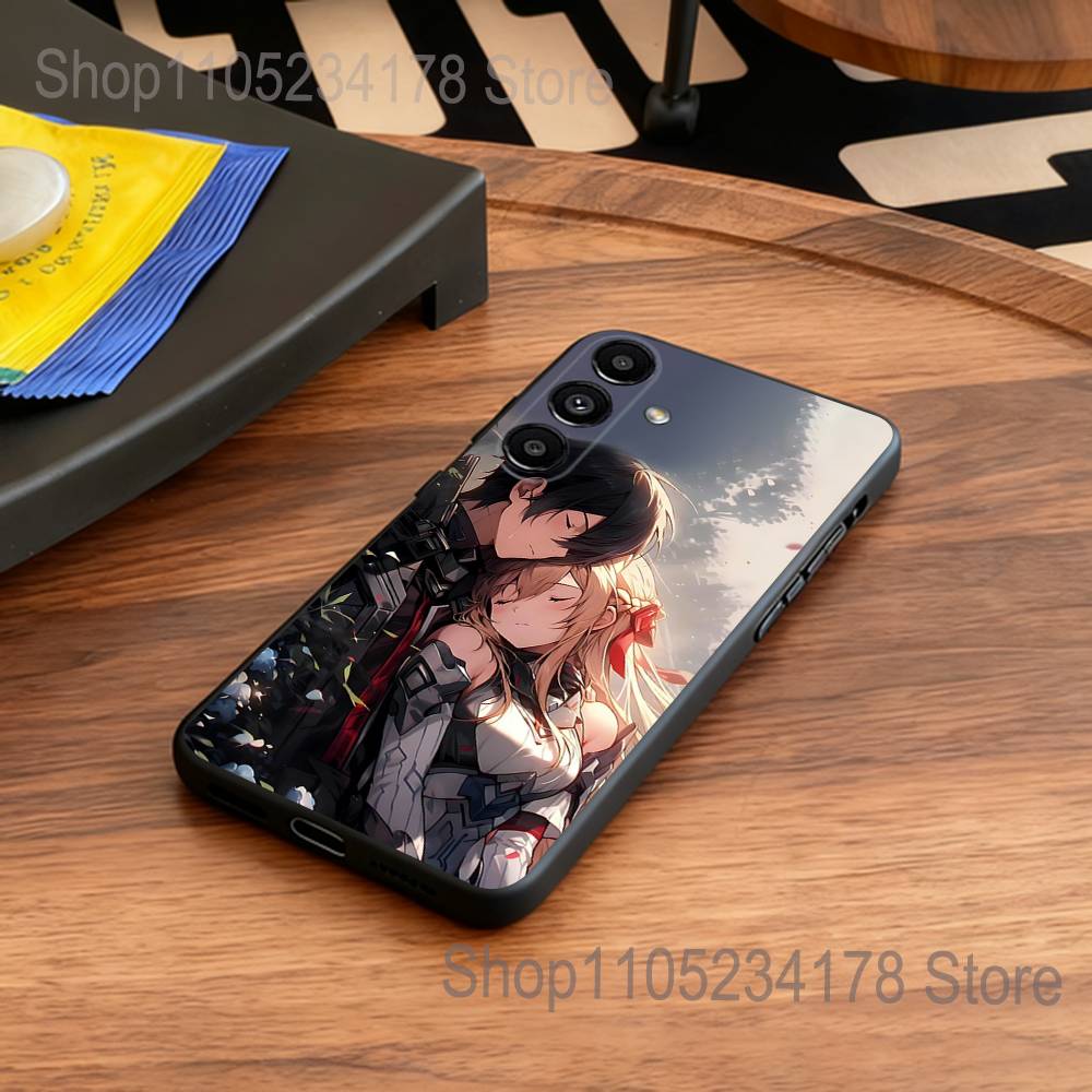 A-Asuna Anime Kirito Phone Case For Samsung S25,S24,S21,S22,S23,S30,Ultra,S20,Plus,Fe,Lite,5G Black Cover