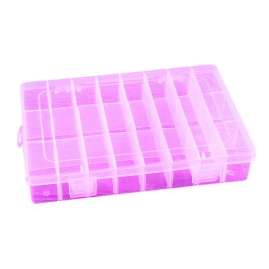 

Detachable 24 Compartment Plastic Storage Box Container Jewelry Tool Case рожевий