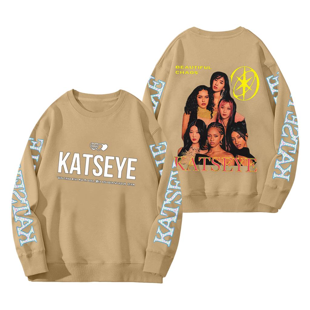 Women's Fashion Long Sleeve Print Round Neck Loose Pullover Sweater Top