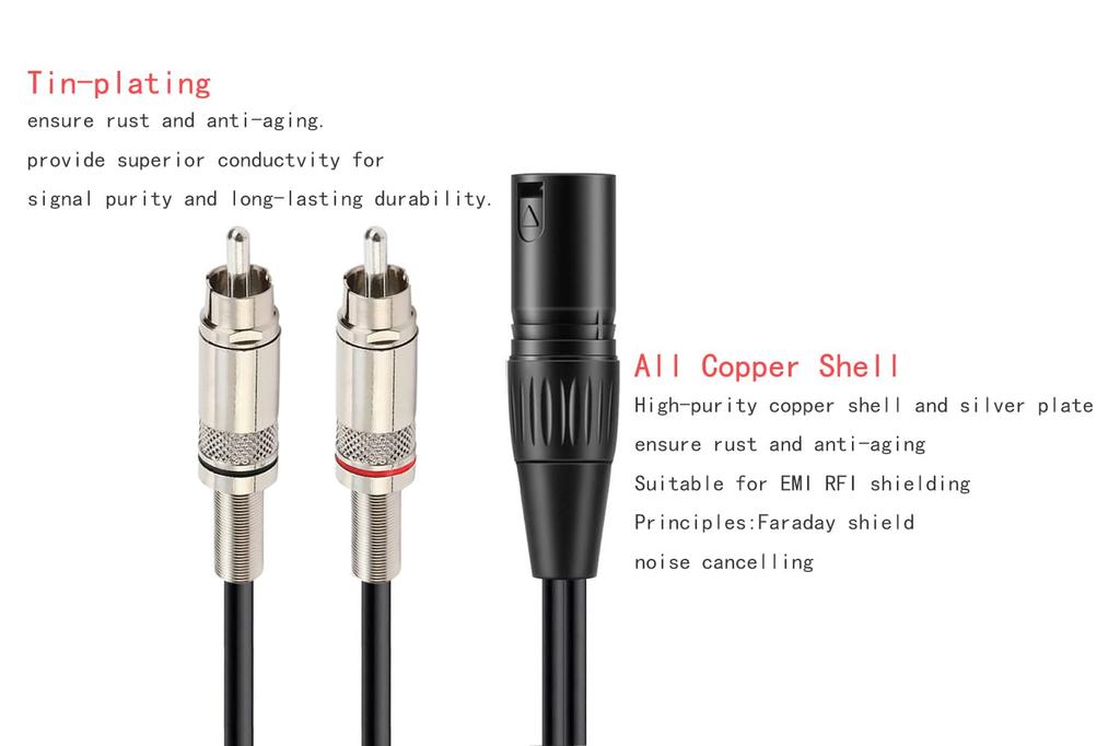 Luxferre XLR to RCA Converter Cable, RCA to XLR Converter Cable for Canon RC A Cable, 1m, Canon Male Pin Plug, Oxygen-Free Copper Cable, High