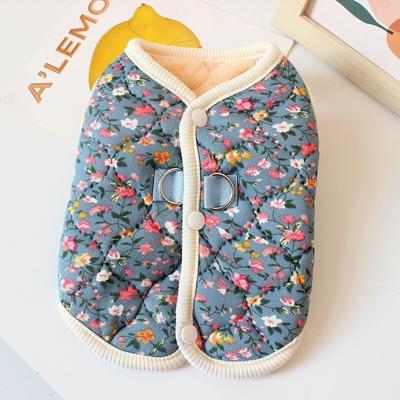 Fashion Puppy Vest Thickened Cute Teddy Bear Coat Winter Warm Floral Prints Pet Dog Clothes Winter Gift