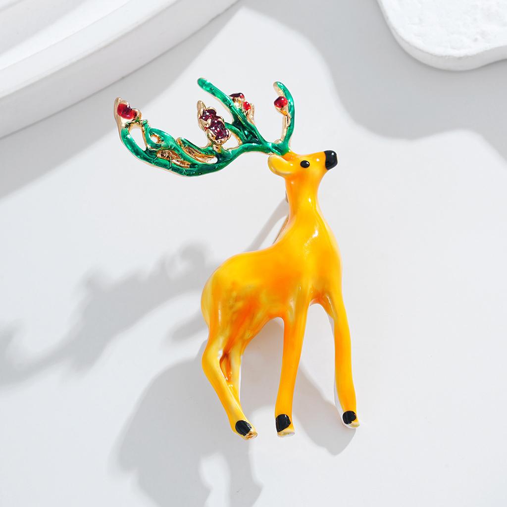 Christmas Rhinestone Moose Brooches for Women Unisex Animal Pins Casual Party Accessories Gifts