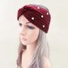 Women Wide Knitted Cross Pearl Headbands Autumn Winter New Warm Solid Hair Bands Ear Warmer Girls Elastic Sports Turban Headwrap