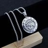 Eye Of Horus Round Pendant Necklace For Men Women Silver Retro Rune Hip Hop Punk Stainless Steel Chian Fashion Jewlery
