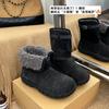 Ruodan, one boot and two wearing leather velvet warm snow boots for women's 2025 winter new short boots, fluffy cotton shoes
