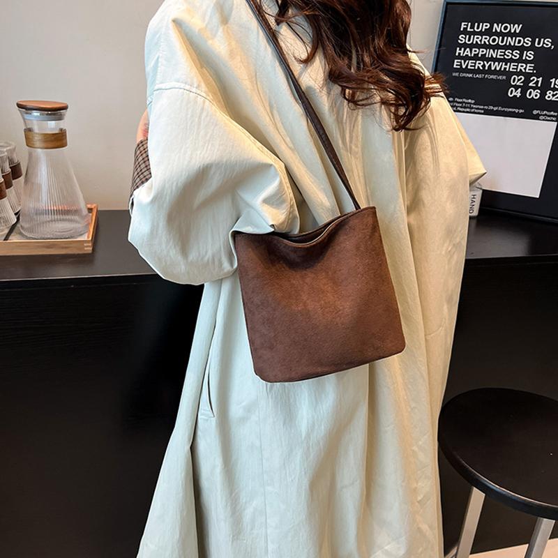 Retro Suede Hasp Sweet Shoulder Bags Sewing Thread Concise Women's Handbags High Quality Versatile Small Square Bag