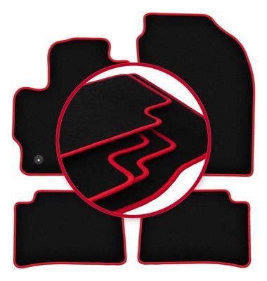 Velour Floor Mats with Red Edge For: Toyota Corolla XII / E17 Hatchback, Sedan, Station Wagon (2018-)