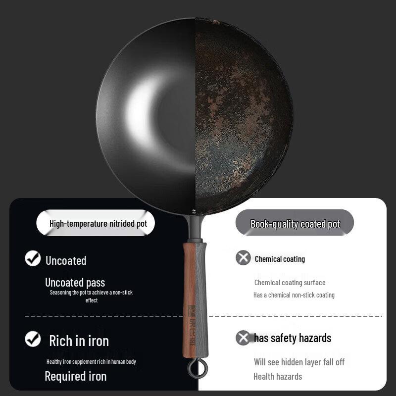 KOBACH 32cm Non-Coated Fine Iron Wok