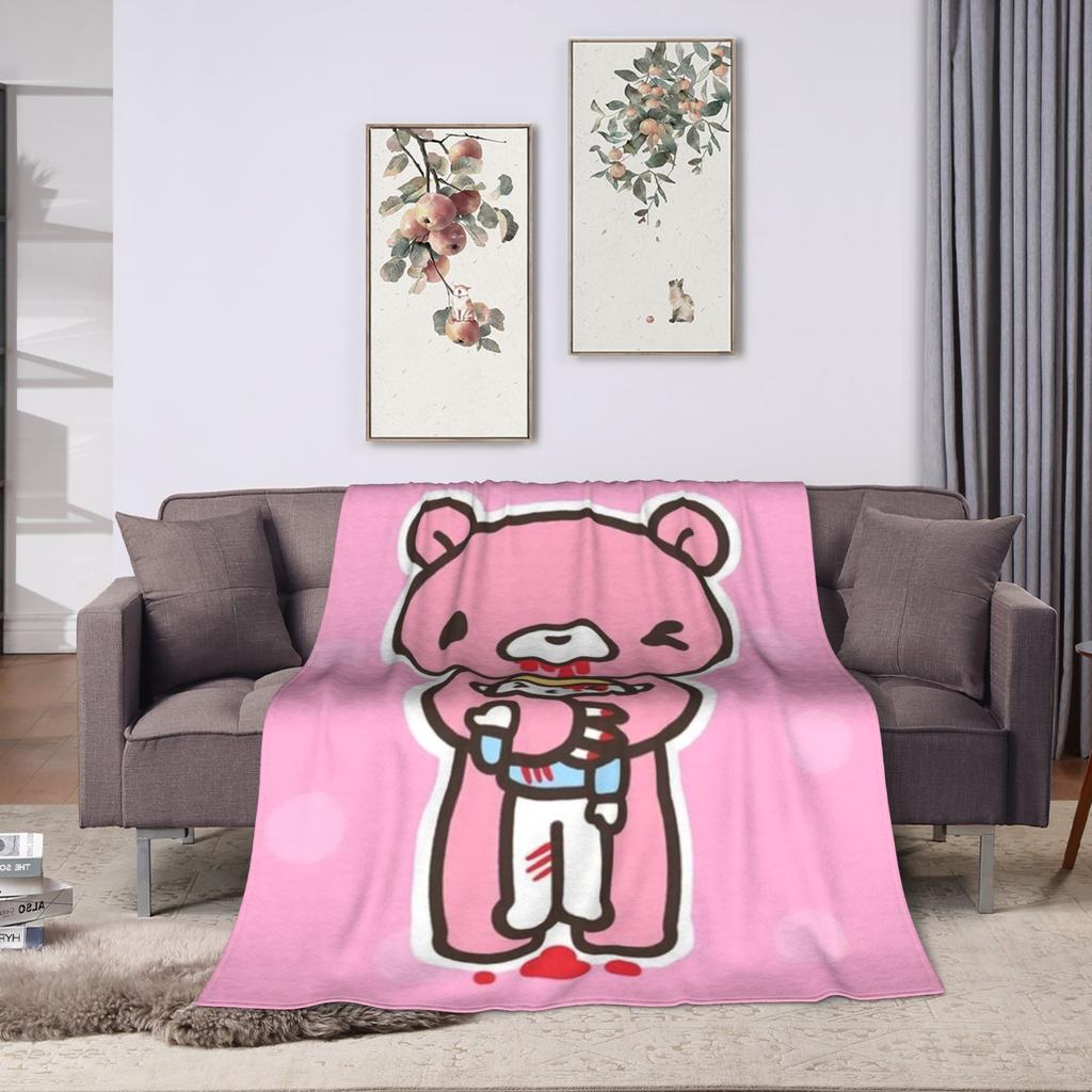Gloomy Bear Flannel Blanket Winter Warm Soft Throw Blanket for Kids Bedroom Fashion Bedspread Sofa Bed Cover